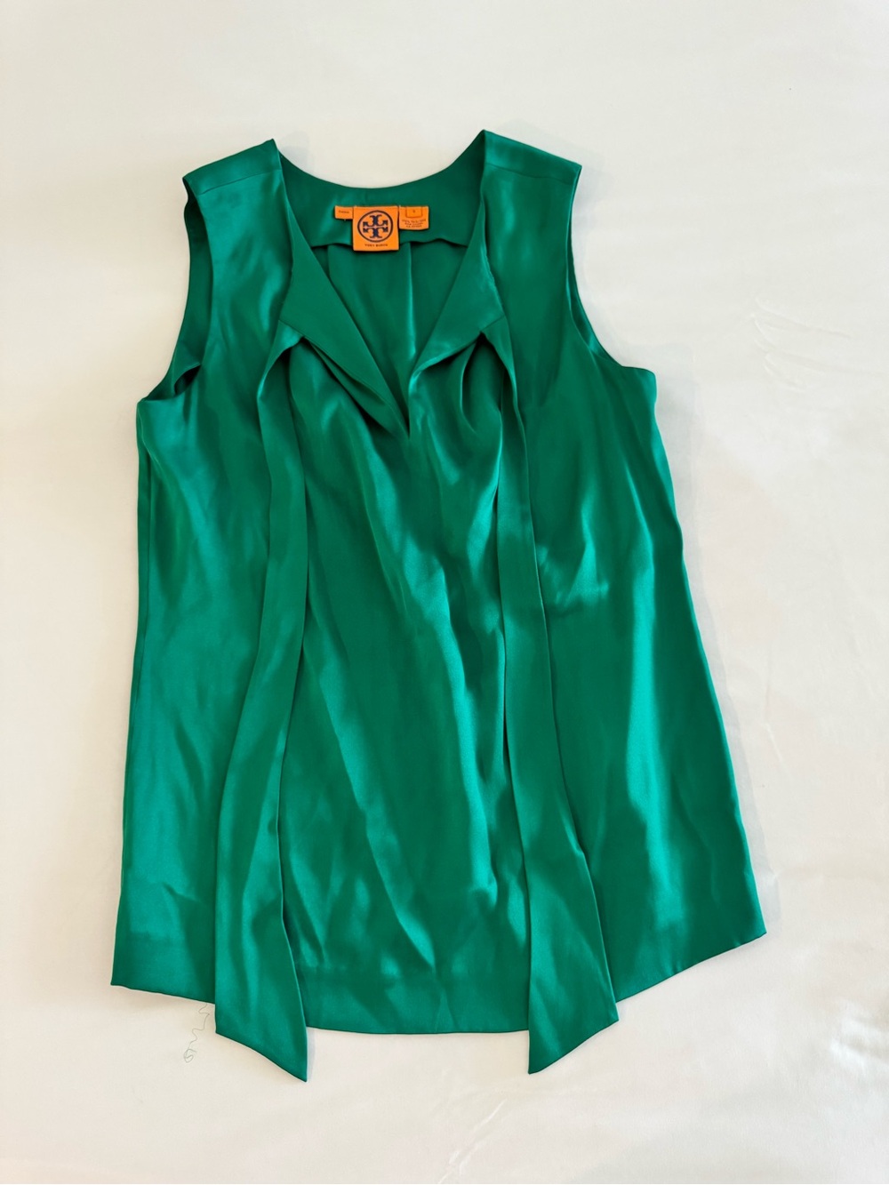 Tory Burch Emerald Silk Tie Bow Top 8